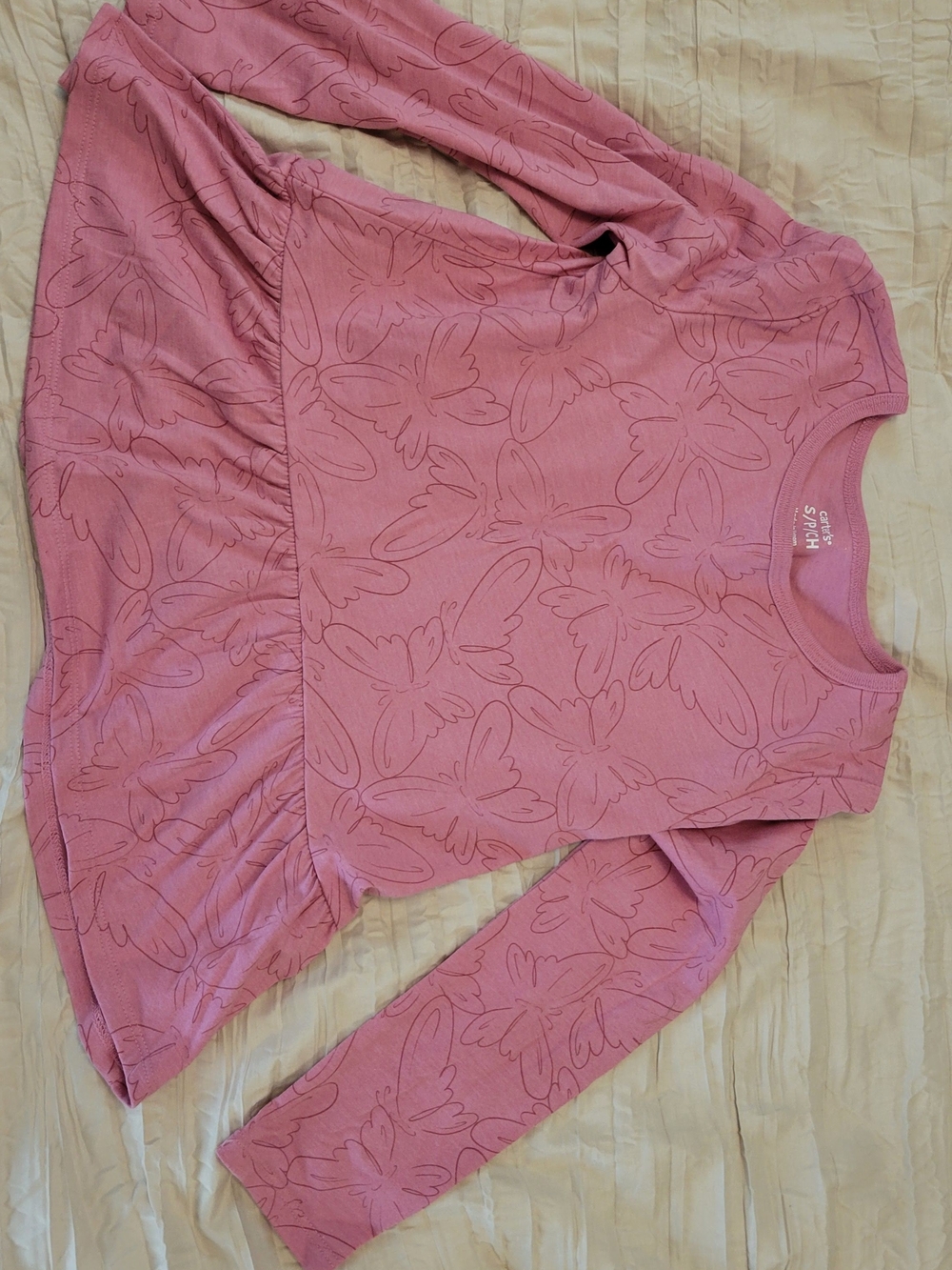 Carter's Girl's Pink Butterfly Long-Sleeve Top Small